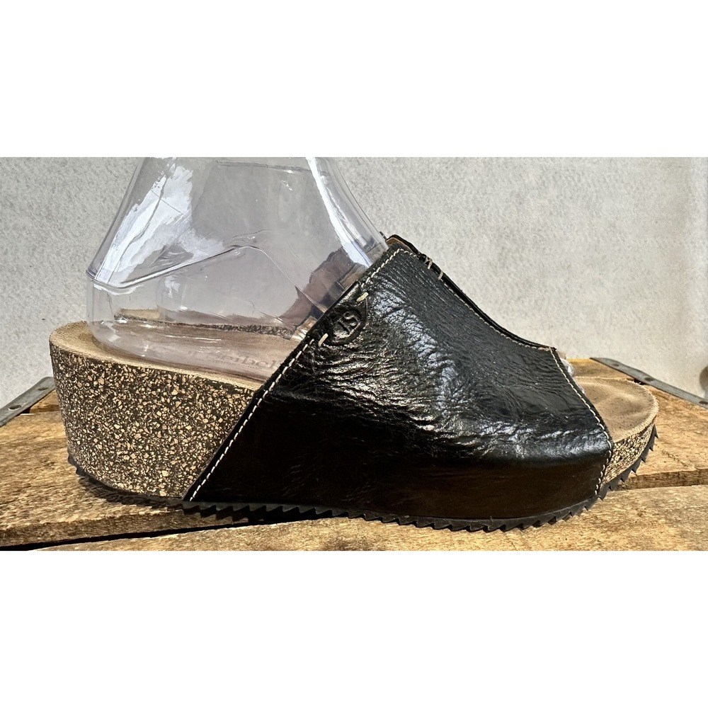 Josef Seibel Shoes Slides Wedge Heels Black Leather Women's Sz 9